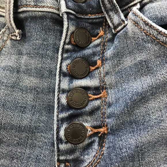 Judy Blue Wide Leg Jean Women 1/25 Blue Button Fly Distressed Mid Rise Stretch - Picture 11 of 14